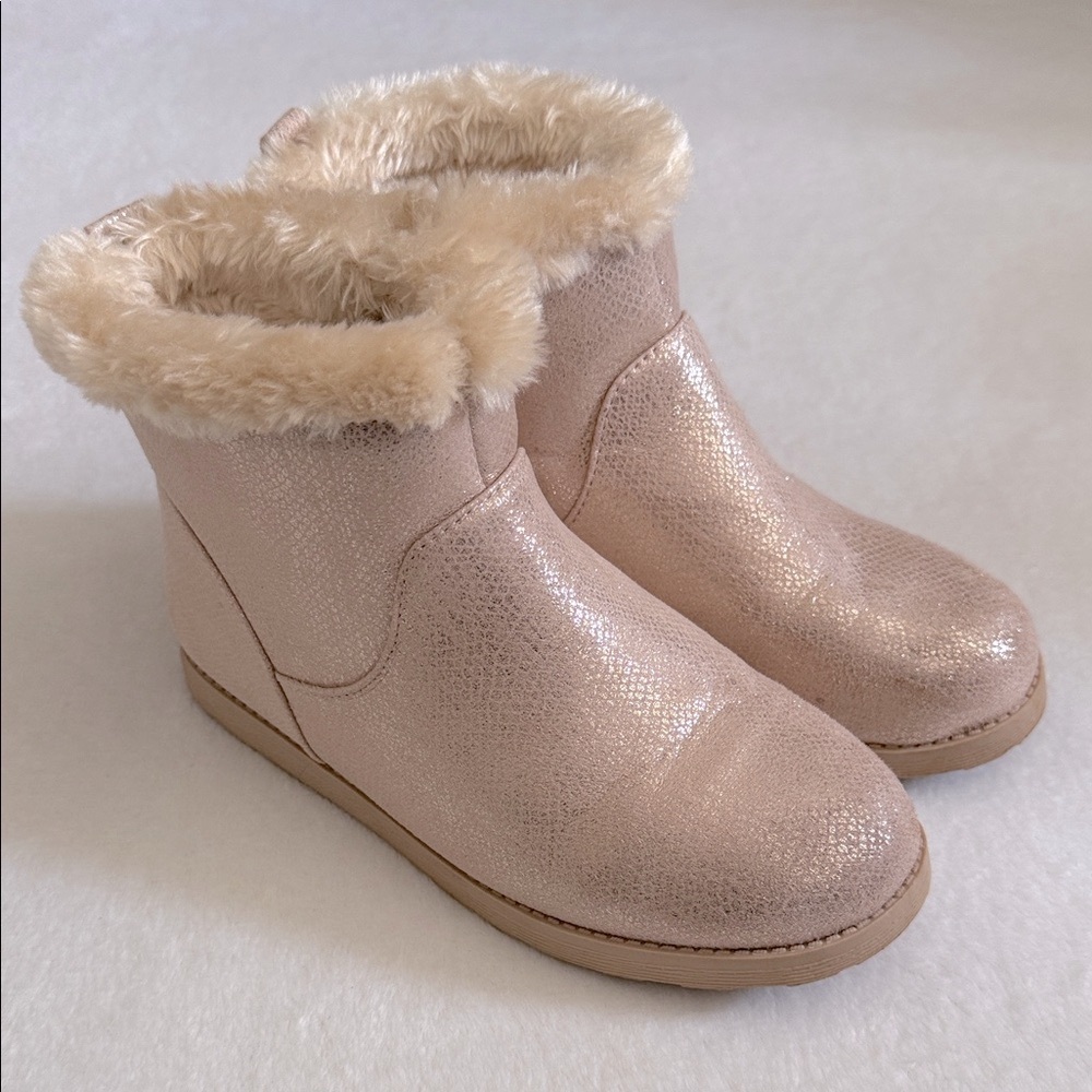 Cat & Jack | Georgeina Faux Fur Side Zip Boots Rose Gold/Pink (5)